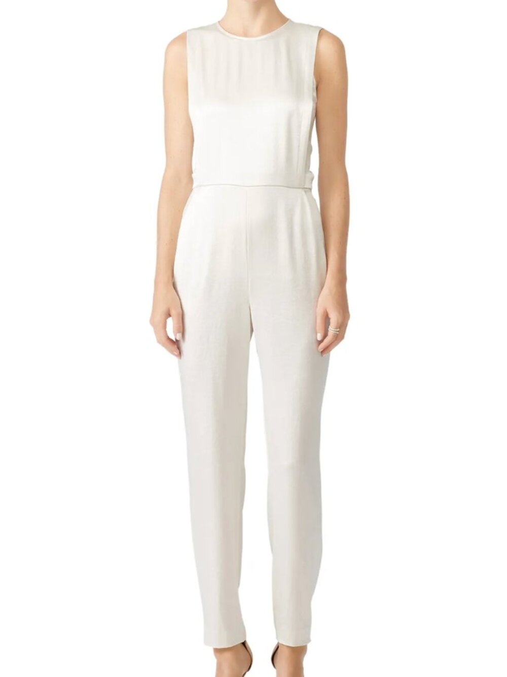 $495 NWT Theory Ivory Beige Remaline Satin Pant Jumpsuit size 6